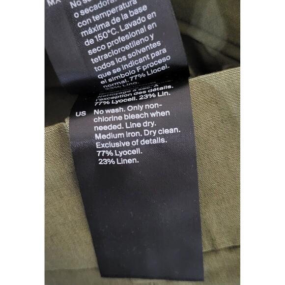 COS 12 NWT High Rise Wide Leg Pleated Linen Bl. Pants Neutral Solid Green Preppy - Picture 6 of 9